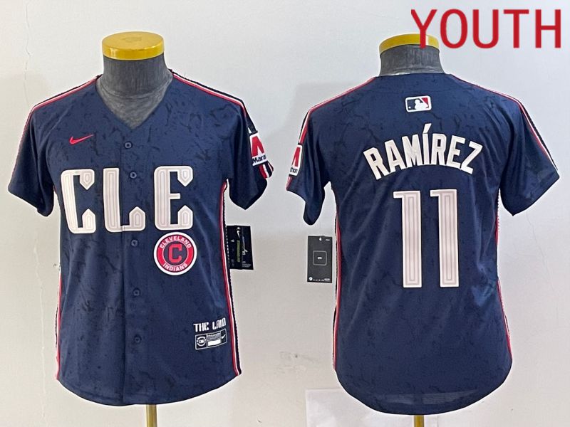 Youth Cleveland Indians #11 Ramirez Blue City Edition Nike 2024 MLB Jersey style 1->youth mlb jersey->Youth Jersey